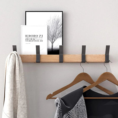 Nordic Wall-Mounted Coat Rack with Movable Hooks – Black