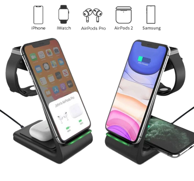 3-in-1 Wireless Charger for Smartphone, Smartwatch and Earbuds
