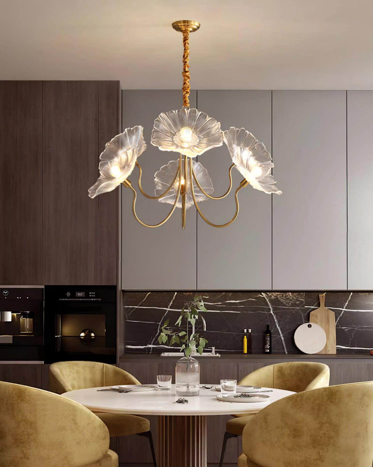 Glass flower chandelier