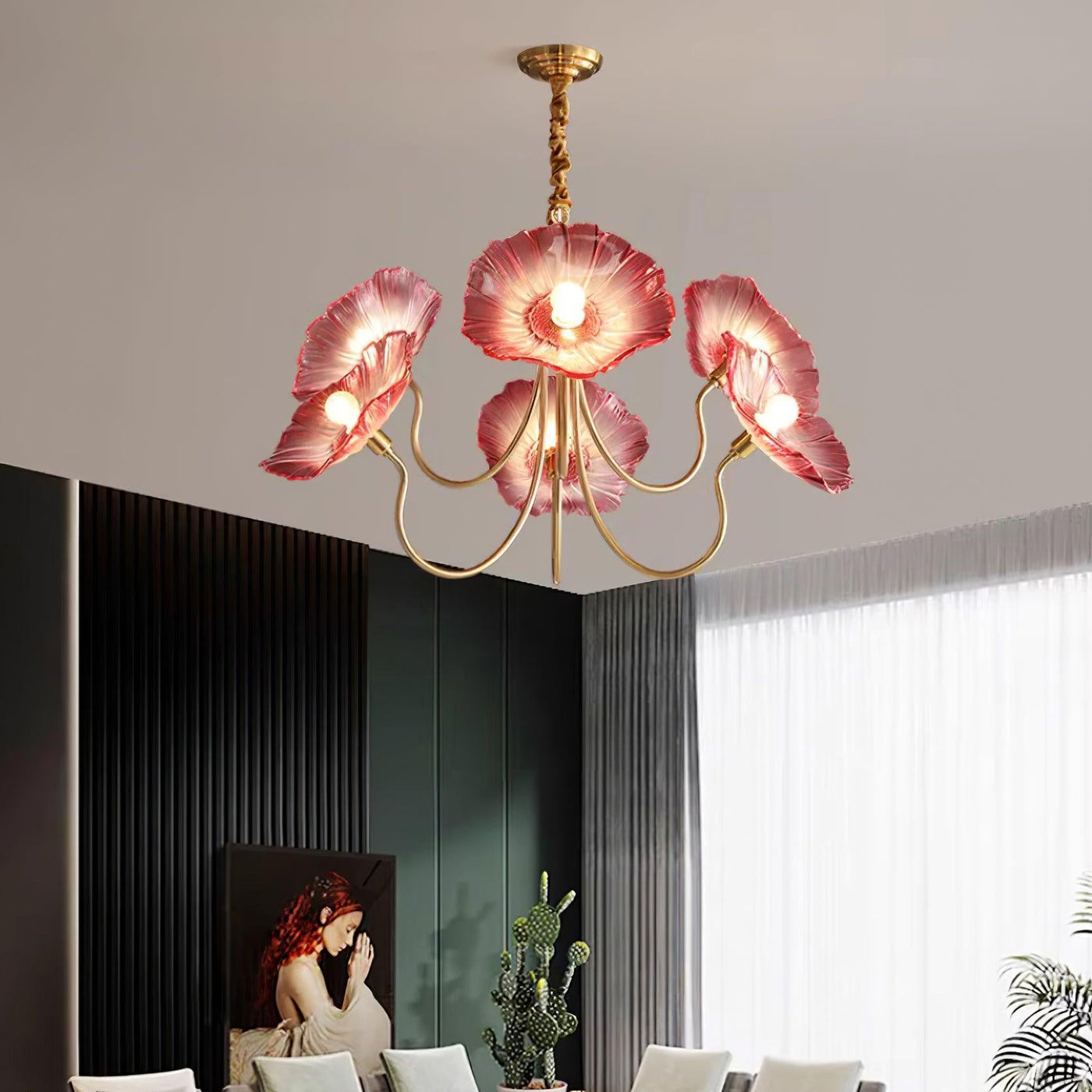 Murano Glass Flower Chandelier Light Fixture