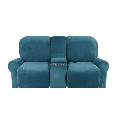 2-Seater Recliner Sofa Cover with Cup Holders – Velvet Plush