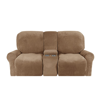 2-Seater Recliner Sofa Cover with Cup Holders – Velvet Plush