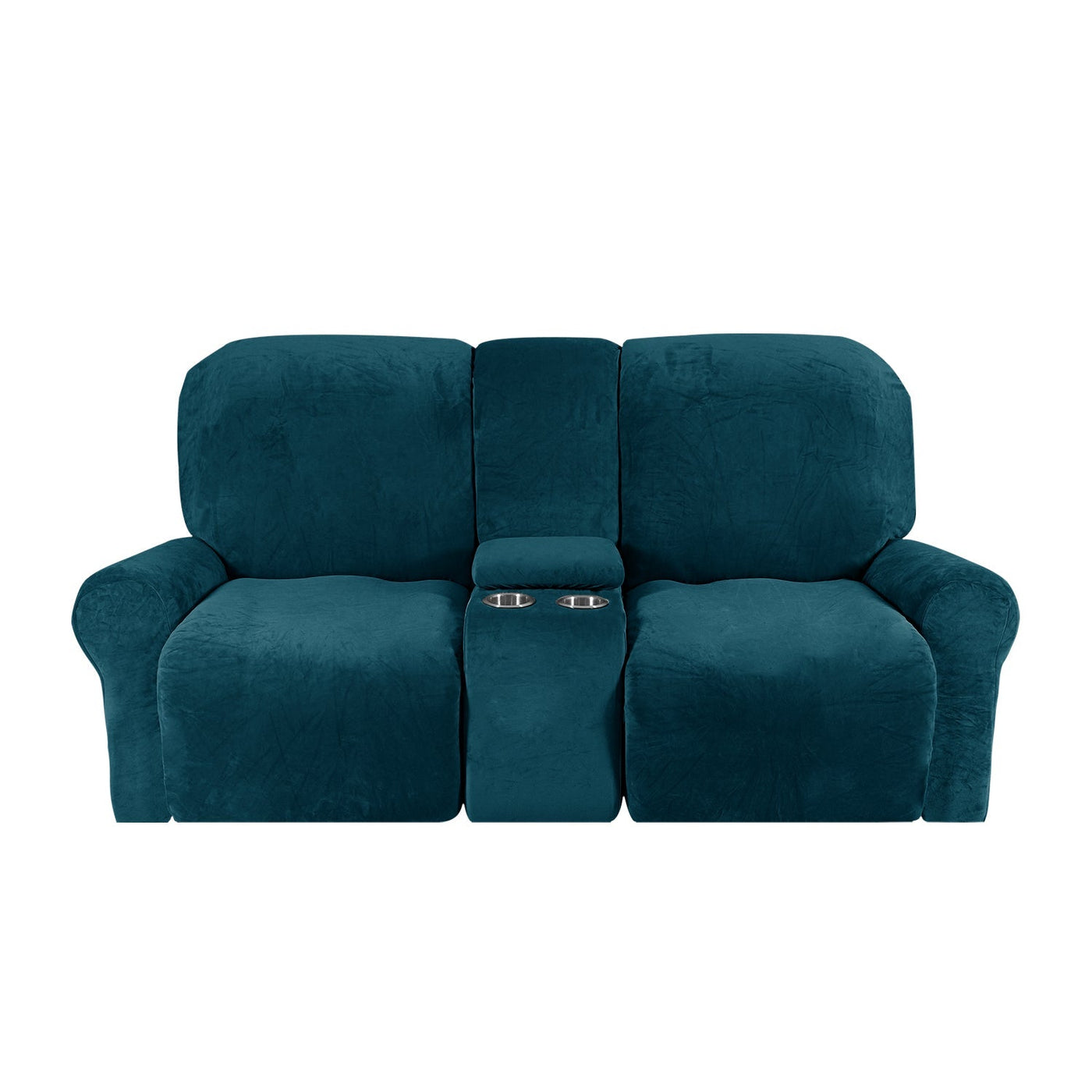 2-Seater Recliner Sofa Cover with Cup Holders – Velvet Plush