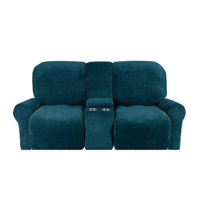2-Seater Recliner Sofa Cover with Cup Holders – Velvet Plush
