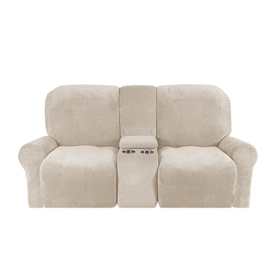 2-Seater Recliner Sofa Cover with Cup Holders – Velvet Plush