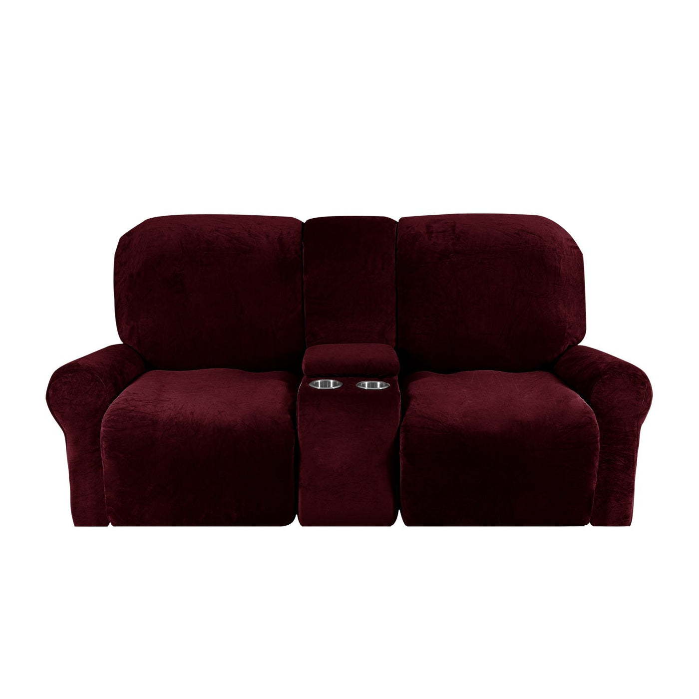 2-Seater Recliner Sofa Cover with Cup Holders – Velvet Plush
