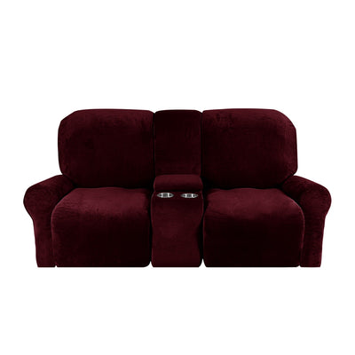 2-Seater Recliner Sofa Cover with Cup Holders – Velvet Plush