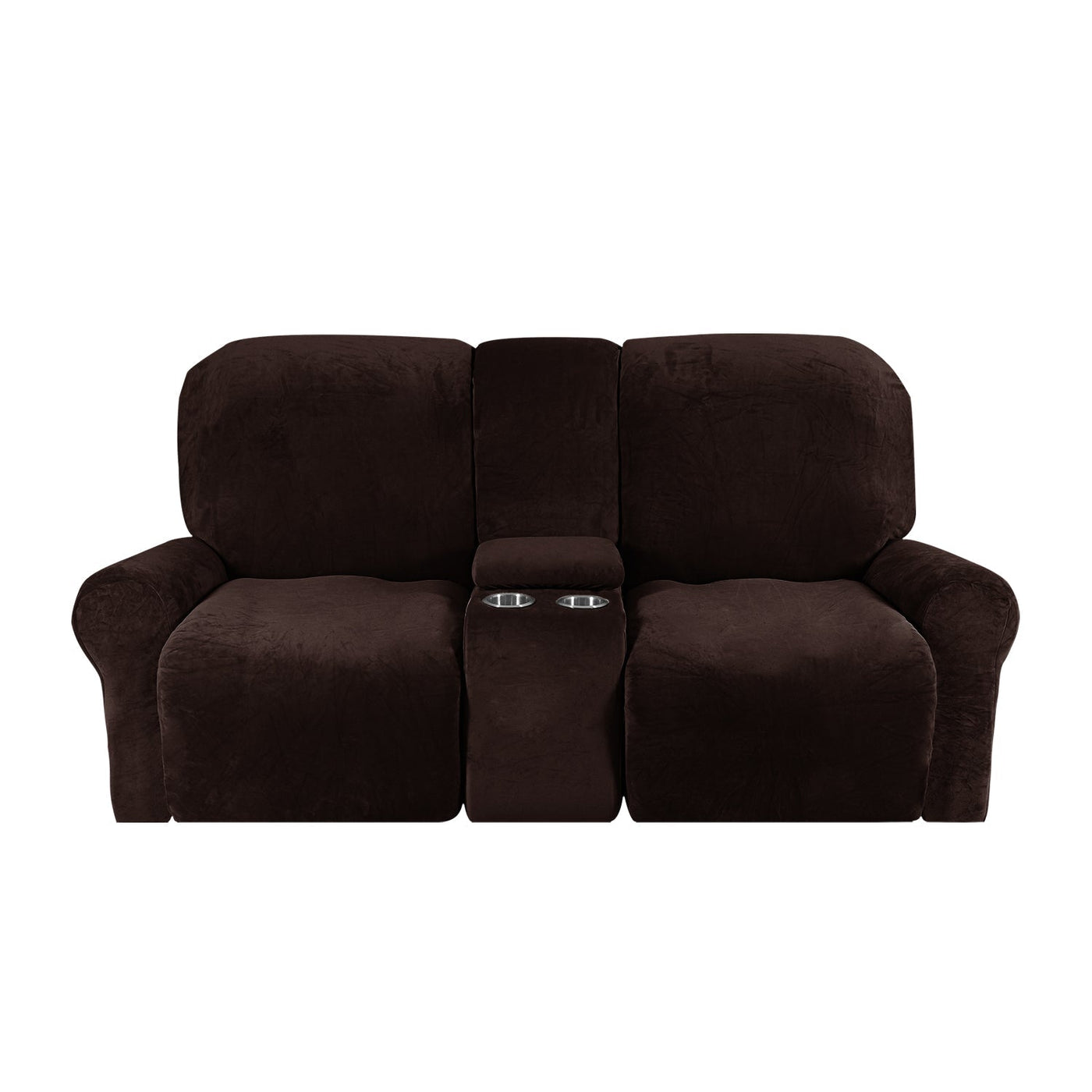 2-Seater Recliner Sofa Cover with Cup Holders – Velvet Plush