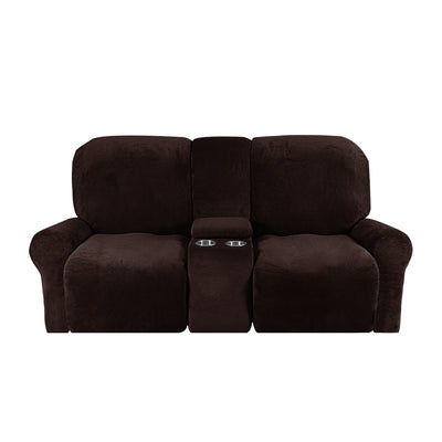 2-Seater Recliner Sofa Cover with Cup Holders – Velvet Plush