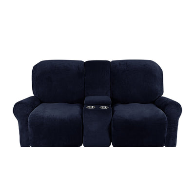 2-Seater Recliner Sofa Cover with Cup Holders – Velvet Plush