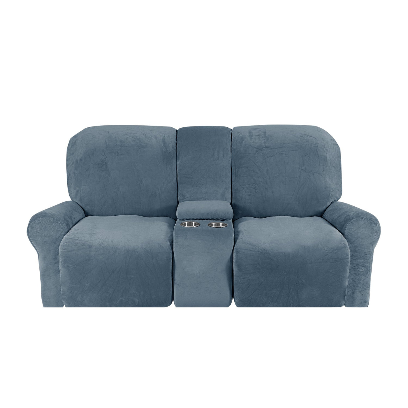 2-Seater Recliner Sofa Cover with Cup Holders – Velvet Plush