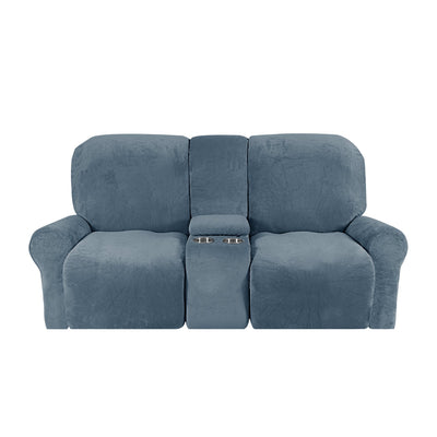 2-Seater Recliner Sofa Cover with Cup Holders – Velvet Plush