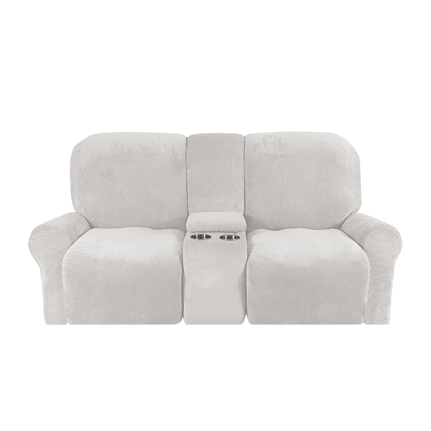 2-Seater Recliner Sofa Cover with Cup Holders – Velvet Plush