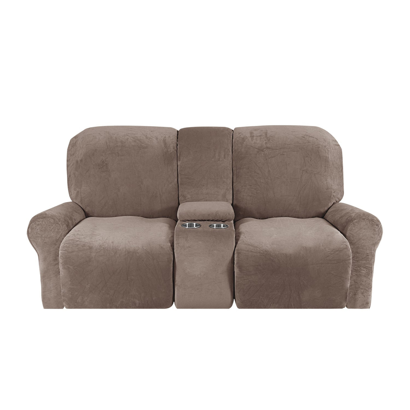 2-Seater Recliner Sofa Cover with Cup Holders – Velvet Plush