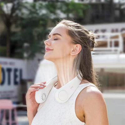 Portable Hands-Free Neck Fan with 360° Airflow & Long Battery