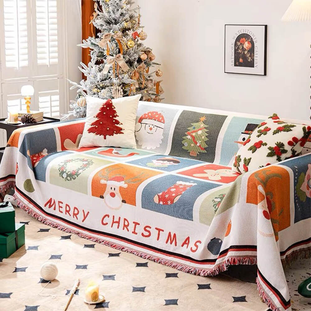 Christmas Sofa Slipcover Easy-Care Holiday Decor