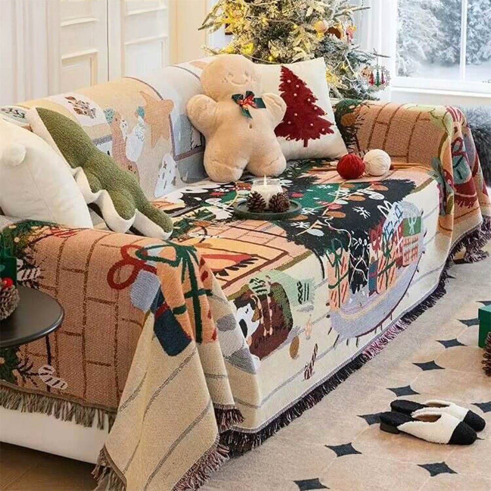 Christmas Sofa Slipcover Easy-Care Holiday Decor