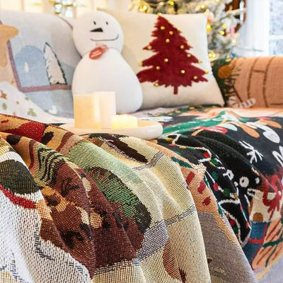 Christmas Sofa Slipcover Easy-Care Holiday Decor