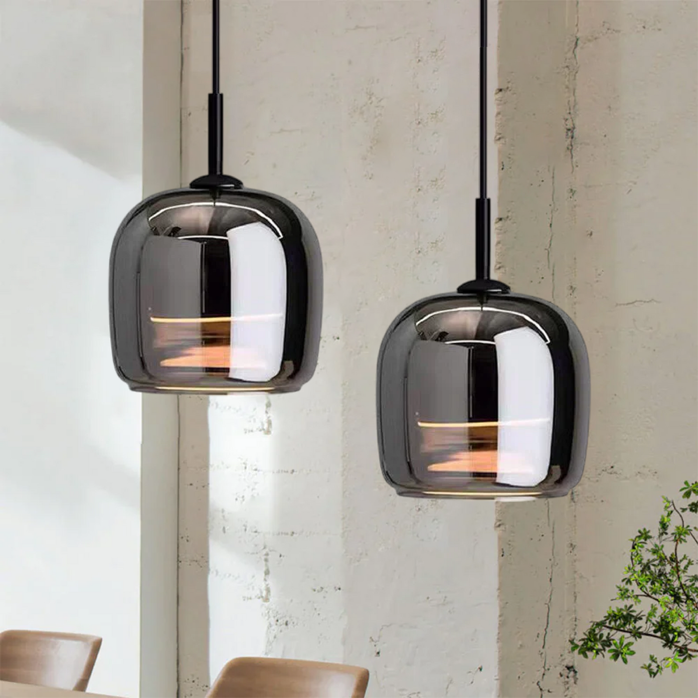 Nordic Black Glass Pendant Light with LED
