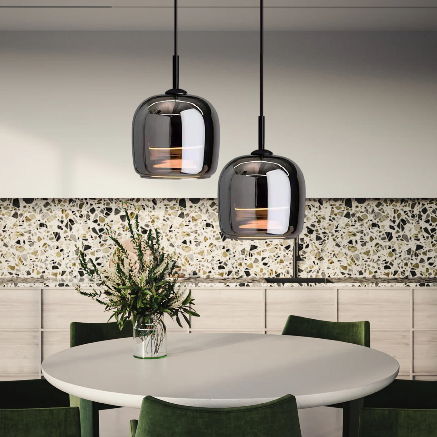 Nordic Black Glass Pendant Light with LED