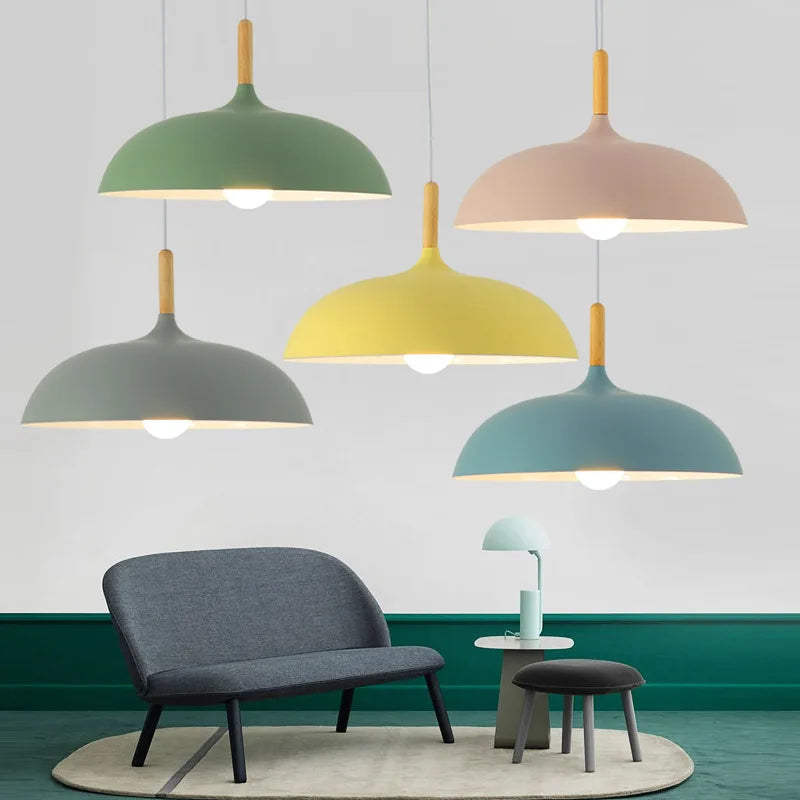 Scandinavian Oak LED Ceiling Light Fixture