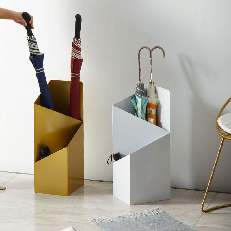 Nordic Geometric Metal Umbrella Stand with Drip Tray