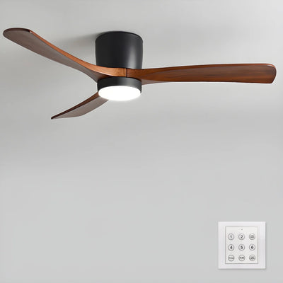 Nordic Wooden Ceiling Fan with LED Light and Remote