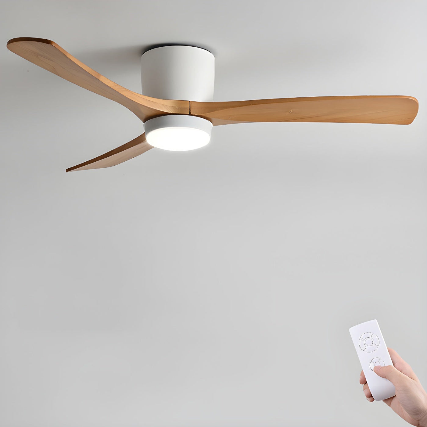 Nordic Wooden Ceiling Fan with LED Light and Remote