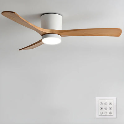 Nordic Wooden Ceiling Fan with LED Light and Remote