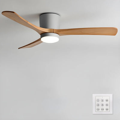 Nordic Wooden Ceiling Fan with LED Light and Remote