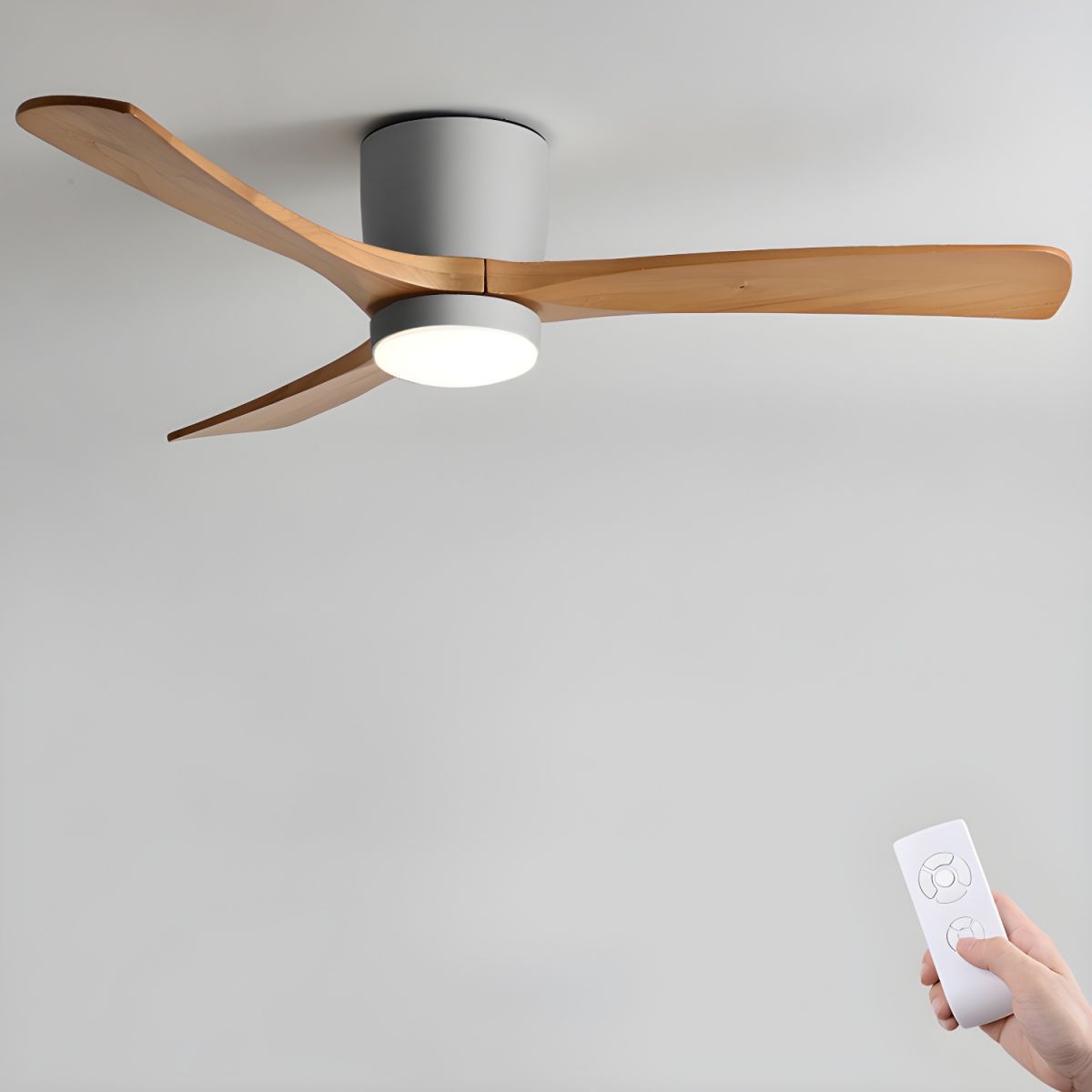 Nordic Wooden Ceiling Fan with LED Light and Remote