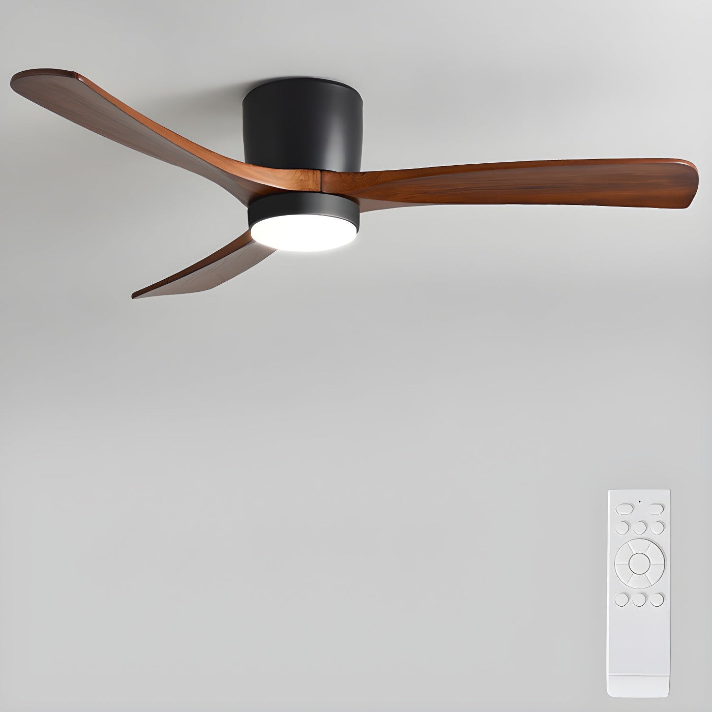 Nordic Wooden Ceiling Fan with LED Light and Remote