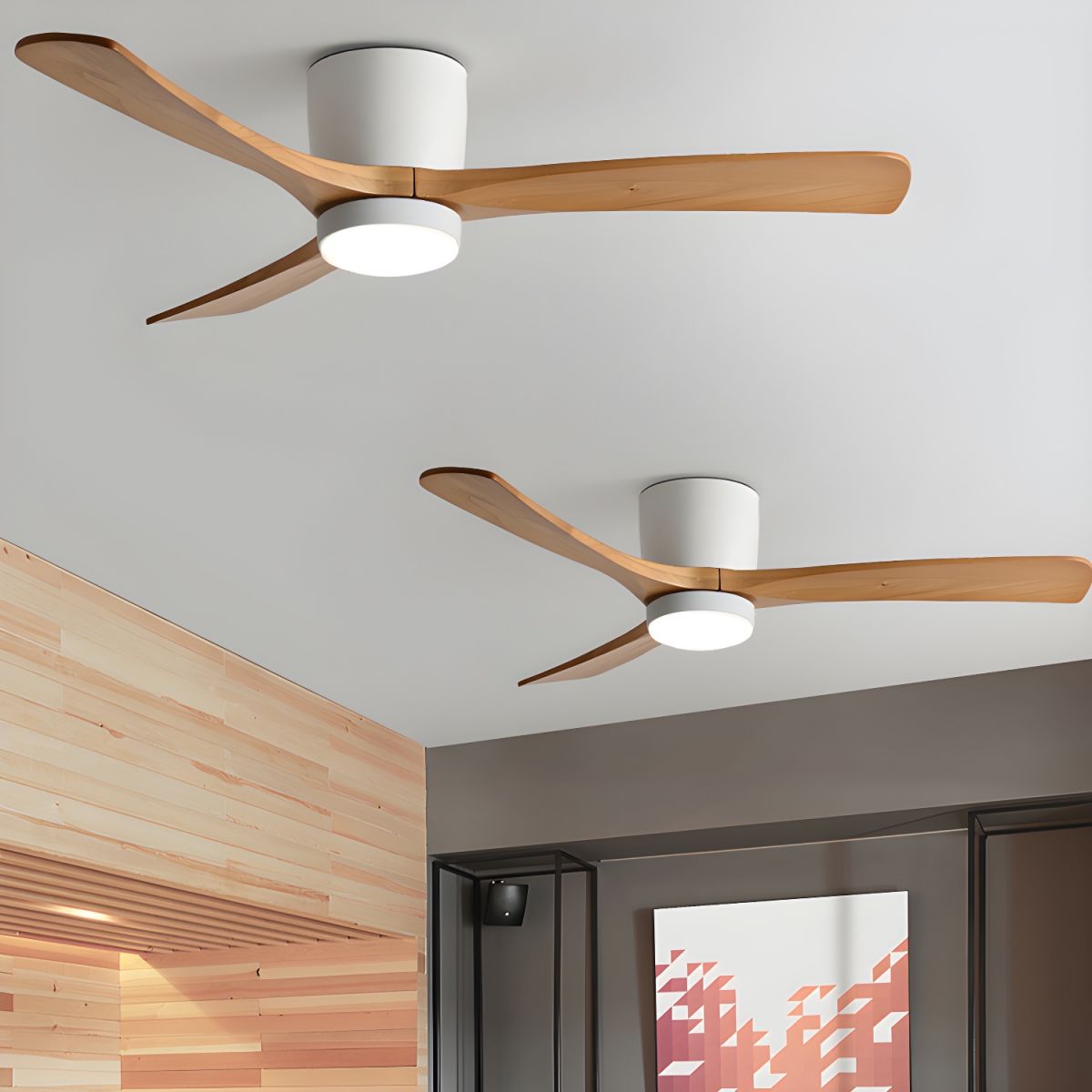Nordic Wooden Ceiling Fan with LED Light and Remote