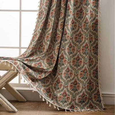 Ditsy Floral Tassel Curtain Panel for Bedroom or Living Room
