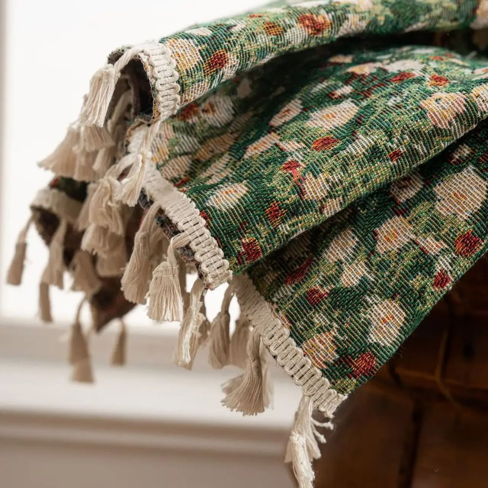 Ditsy Floral Tassel Curtain Panel for Bedroom or Living Room