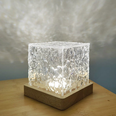 Nordic Glass Cube Lamp with Ambient Light