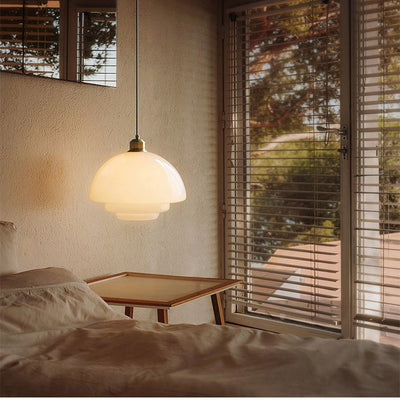 White Glass Hanging Lamp – Mid-Century Modern Pendant Light