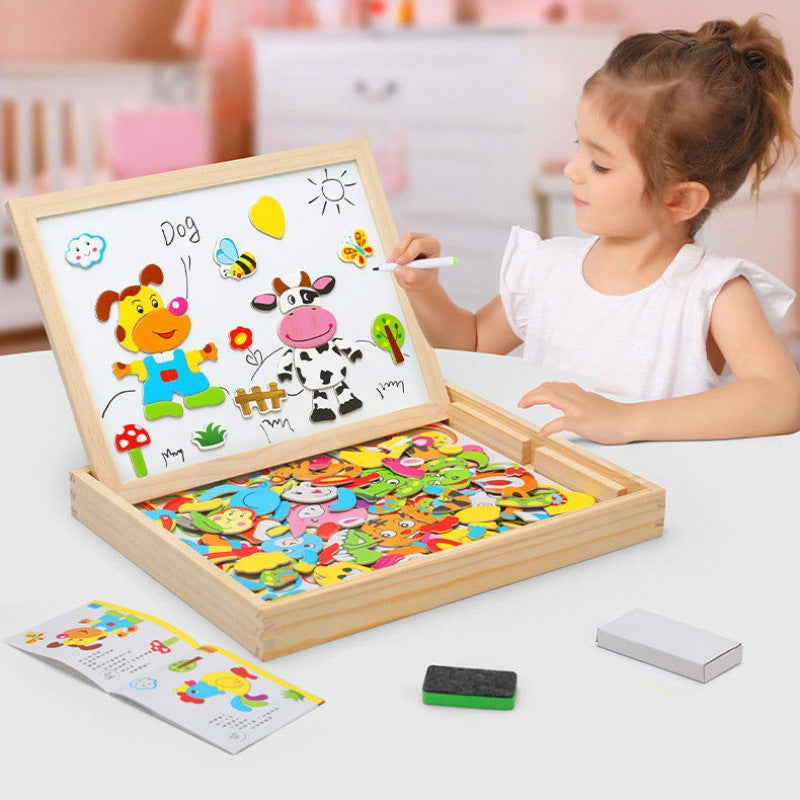 Montessori 2-in-1 Magnetic Whiteboard & Chalkboard for Kids