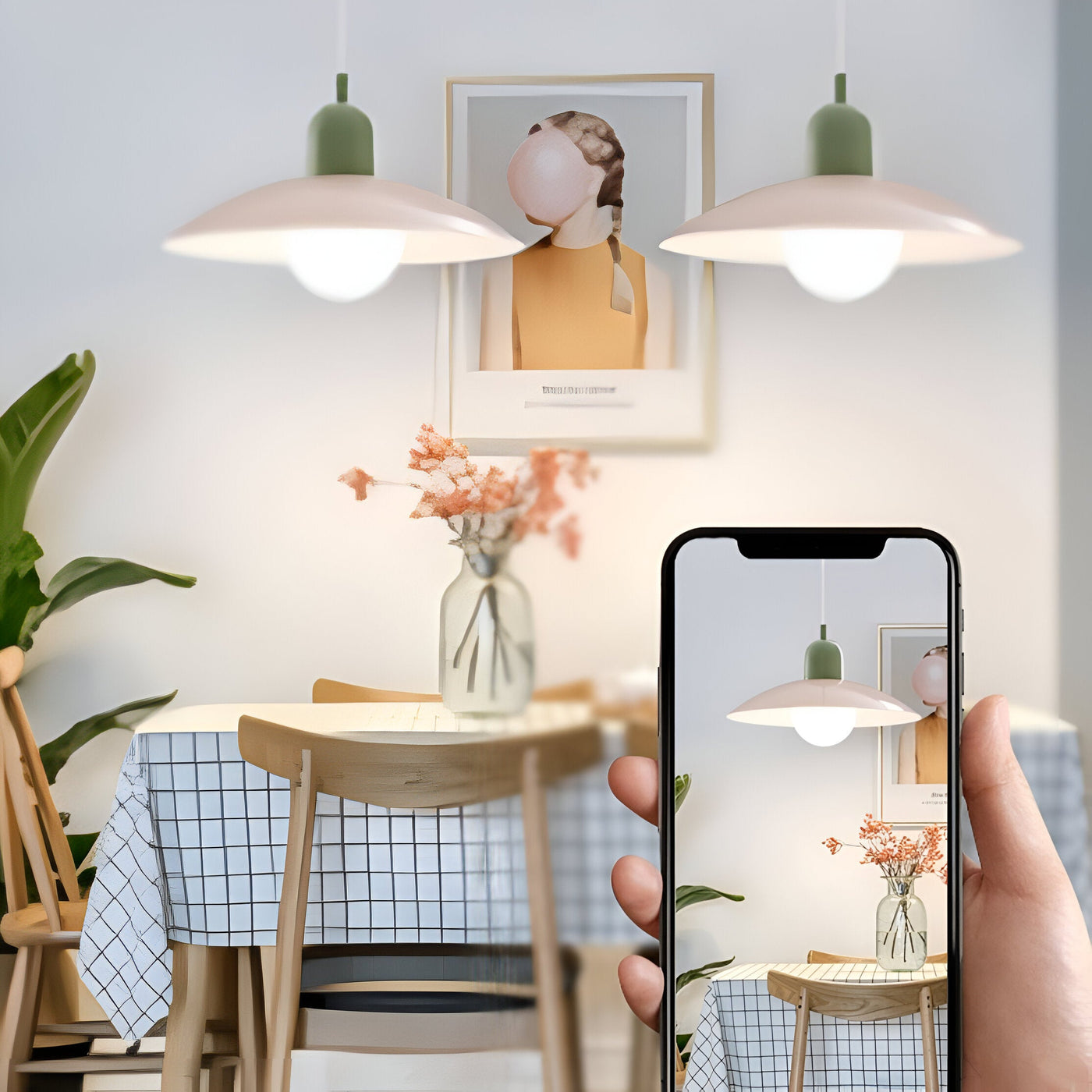 Modern Macaron Bauhaus Pendant Light – Iron Shade
