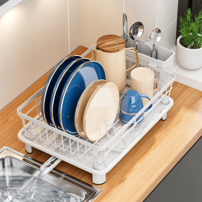 Dish Drying Rack with Drainage and Cutlery Holder