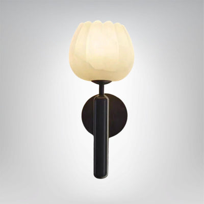 Modern LED Marble Wall Lamp with Copper Accents