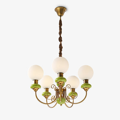 Green Glass Onyx Chandelier Light – 3/5 Heads