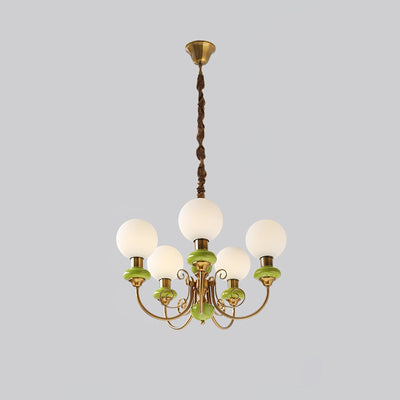 Green Glass Onyx Chandelier Light – 3/5 Heads