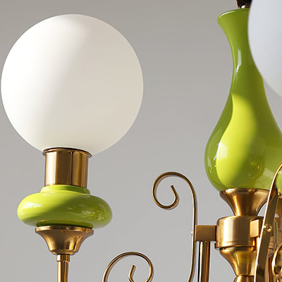 Green Glass Onyx Chandelier Light – 3/5 Heads