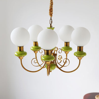 Green Glass Onyx Chandelier Light – 3/5 Heads