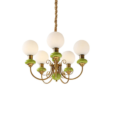 Green Glass Onyx Chandelier Light – 3/5 Heads