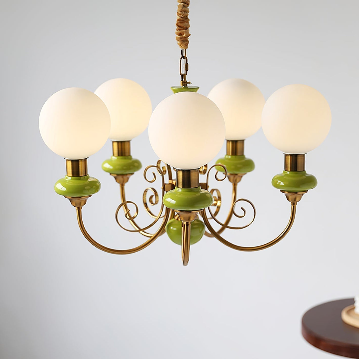 Green Glass Onyx Chandelier Light – 3/5 Heads