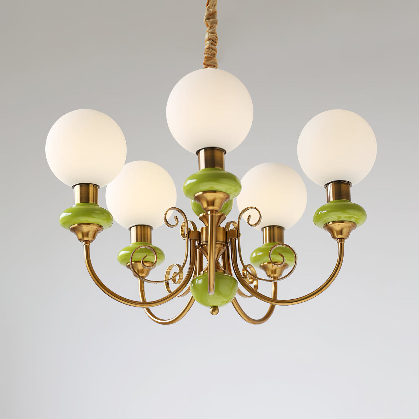 Green Glass Onyx Chandelier Light – 3/5 Heads