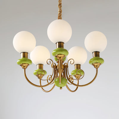 Green Glass Onyx Chandelier Light – 3/5 Heads