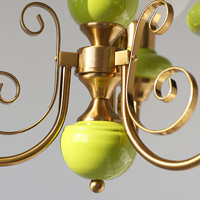 Green Glass Onyx Chandelier Light – 3/5 Heads